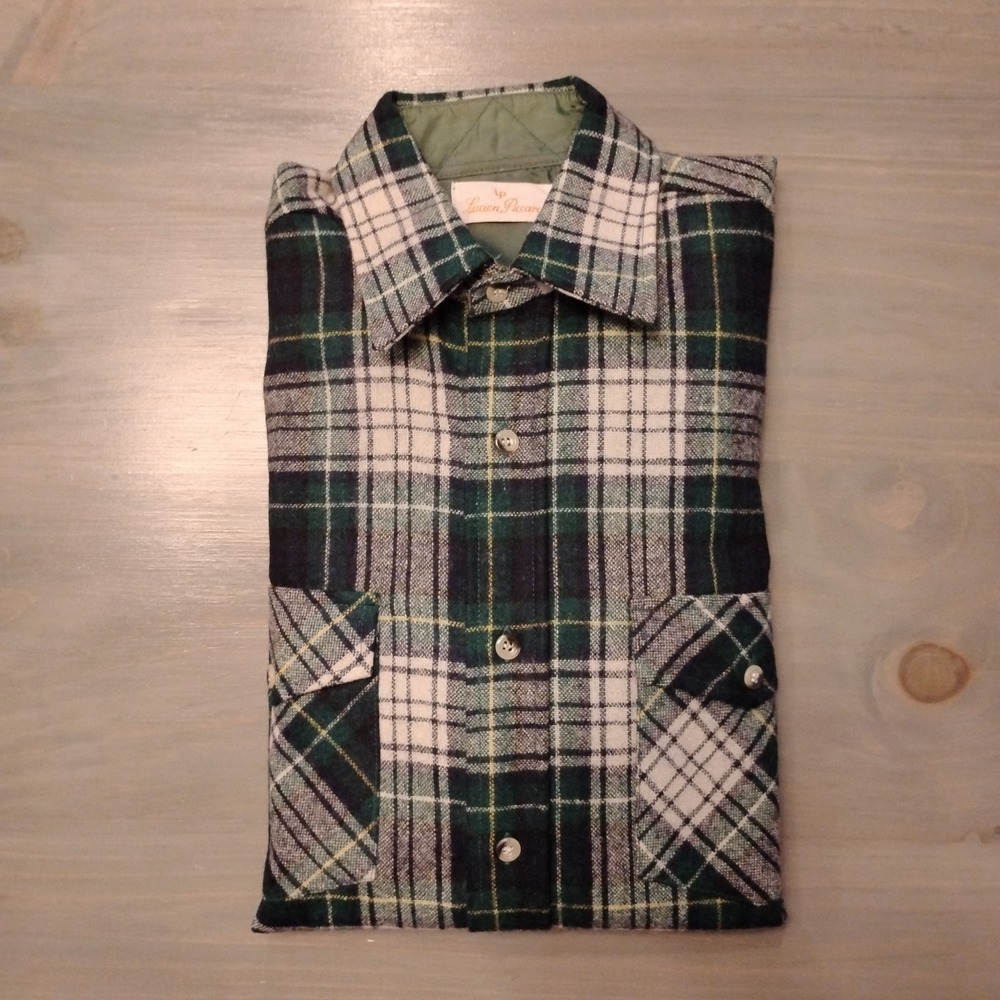 Vintage Lucien Piccard Men's Size M Wool Plaid Button Front Shirt - Picture 12 of 12